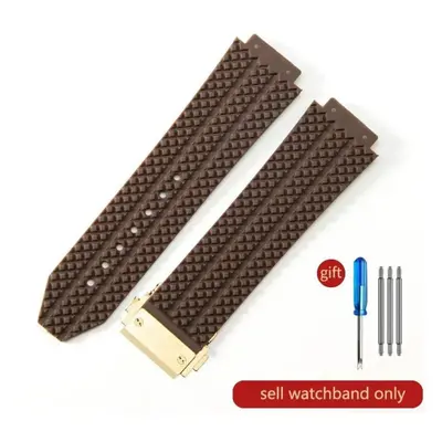 (J01-Brown-Gold-Z2 26x19mm) For Hublot Yubo High Quality Silicone Waterproof Watch Strap Classic