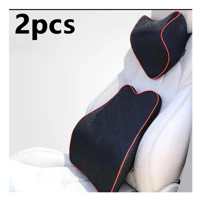 (2pcs set) Memory Foam Car Seat Support Waist Cushion Automobile Slow Rebound Headrest