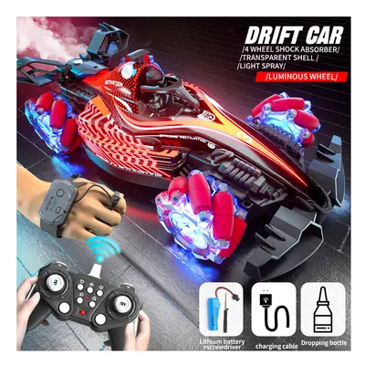 (red dual) Q186 Single Control Hand Gesture Double Control Cool Light Spray Rc Racing Toy Remote