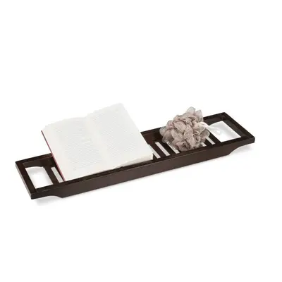 Shelf for bathtub bamboo brown lacquered