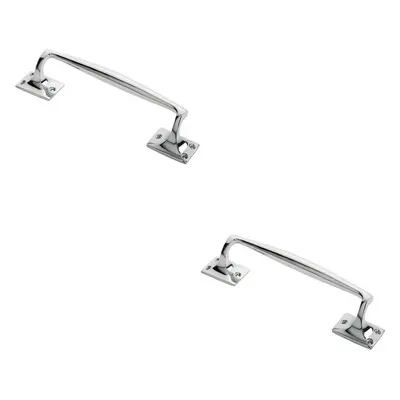 2x One Piece Door Pull Handle 250mm Length 54mm Projection Polished Chrome