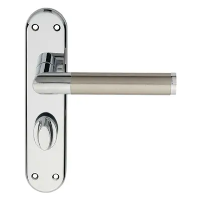 Round Bar Lever on Bathroom Backplate Door Handle x 40mm Chrome & Nickel