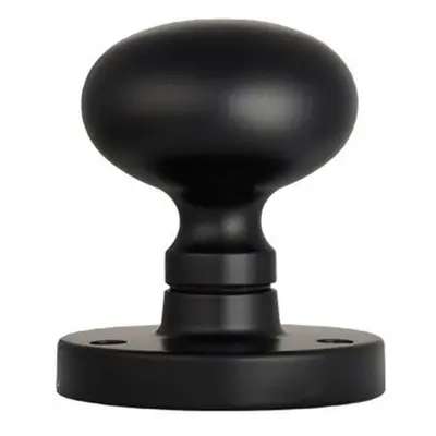 PAIR Mushroom Mortice Door Knob Half Sprung 52mm Diameter Matt Black