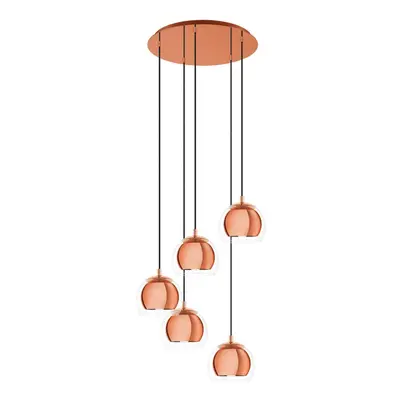 Pendant Ceiling Light Colour Copper Shade Copper & Clear Glass Bulb E27 5x28W