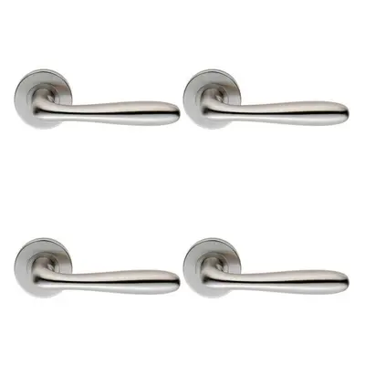 4x PAIR Smooth Rounded Bar Handle on 8mm Round Rose Concealed Fix Satin Steel