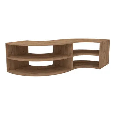 (Atlantic Pine) Melitta Corner TV Stand with Shelving Unit