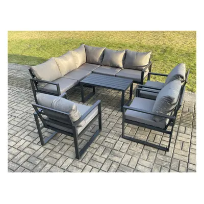 Fimous Seater Aluminium Outdoor Garden Furniture Set Patio Lounge Sofa with Oblong Coffee Table 