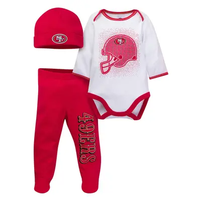 Gerber NFL San Francisco 49Ers Pack Bodysuit Footed Pant and Cap Registry Gift Set red San Franc