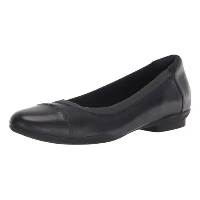 Clarks Sara Bay Ballet Flat Navy Leather Medium