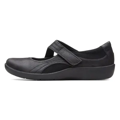 CLARKS Women's Sillian Bella Mary Jane Flat Black Synthetic C/D US