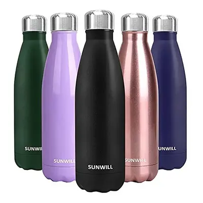 Water Bottle, Insulated Stainless Steel Sports Bottle 500ml, Reusable Vacuum Thermal Water Flask