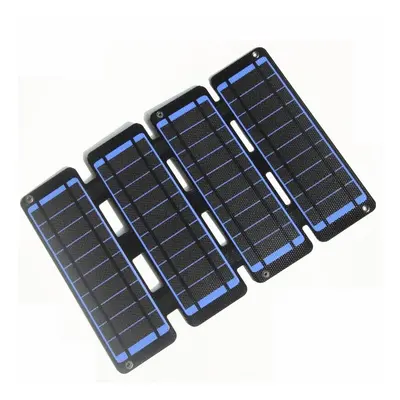 (Blue) 50W 5V Dual USB Foldable Solar Panel ETFE Waterproof Solar Charger Portable Mobile Power 