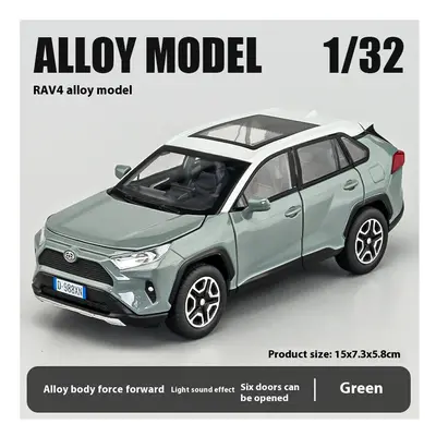 (green) 1:32 Toyota RAV4 Off Road SUV Alloy Metal Diecast Car Model Sound & Light Toy Collection