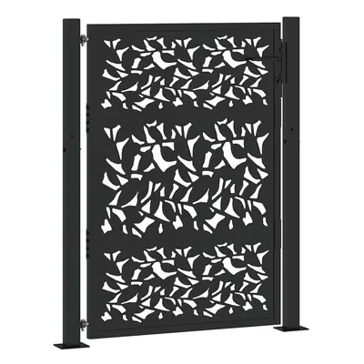 (steel/black, x cm/leaf design) vidaXL Garden Gate 105x180 cm Weathering Steel Flame Design fenc