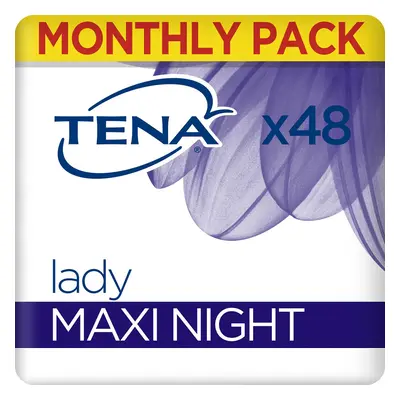 TENA Lady Maxi Night Towels, for Night time Bladder Weakness, Monthly Pack of Incontinence Pads 