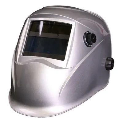 Silver Auto Darkening Welding Helmet - Adjustable Shade Knob - Grinding Function