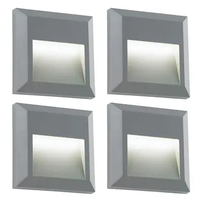 4 PACK Square IP65 Guide Light - Indirect 1.1W Warm White LED - Gray ABS