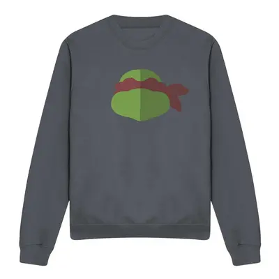 (S, Charcoal) Teenage Mutant Ninja Turtles Unisex Adult Raphael Face Sweatshirt