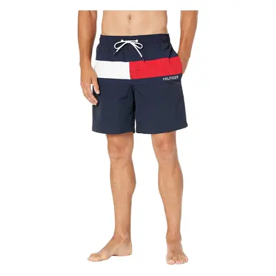 Tommy Hilfiger mens Tommy Flag Swim Trunks Sky Captain Medium US