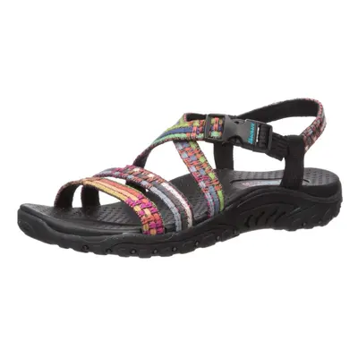 Skechers Women's Reggae-SEW ME-Boho Woven Strappy Slingback Sandal Black Multi