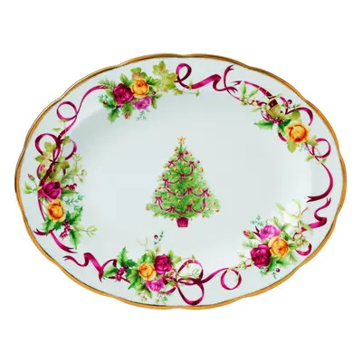 Royal Albert Old Country Roses Christmas Tree Oval Platter 13-Inch