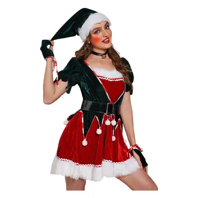 (L) Women's Christmas Jumpsuit Festive Santa Costume for Stage Performances & New Year Parties