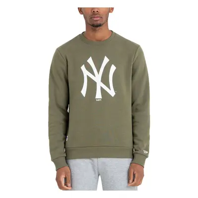 (S, Khaki) New Era Mens New York Yankees MLB Pullover Crew Neck Sweater Sweatshirt - Khaki