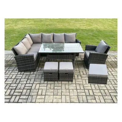 Fimous Outdoor Furniture Garden Dining Set Rattan Corner Sofa Set with Footstools Armchair