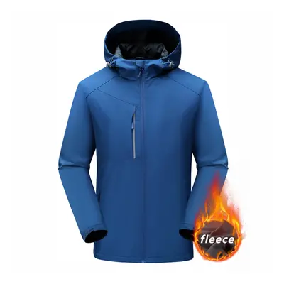 (Royal blue, XXL) Men's Winter Inner Fleece Waterproof Jacket Custom Printing Embroidery Logo Ou