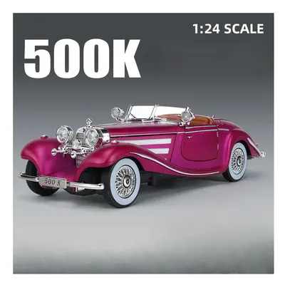 (Purple) 1/24 Scale 500K Vintage Car Model Toy Diecasts Alloy Sport Car Toys with Sound and Ligh