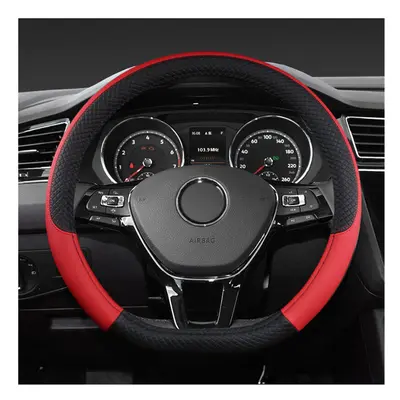 (Red) Car D Shape Steering Wheel Cover Universal Volant Braid on the Steering-wheel