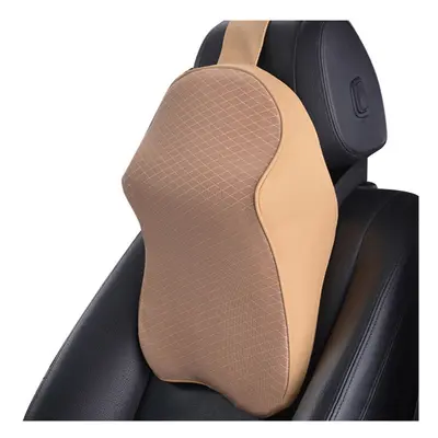 (Beige) Car Neck Pillow Adjustable Head Restraint 3D Memory Foam Auto Headrest