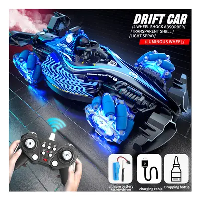 (blue single) Q186 Single Control Hand Gesture Double Control Cool Light Spray Rc Racing Toy Rem