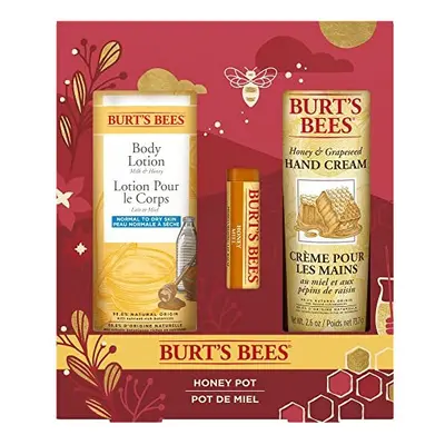 Burt's Bees Giftset, Honey Lip Balm, Hand Cream and Body Lotion, Honey Pot