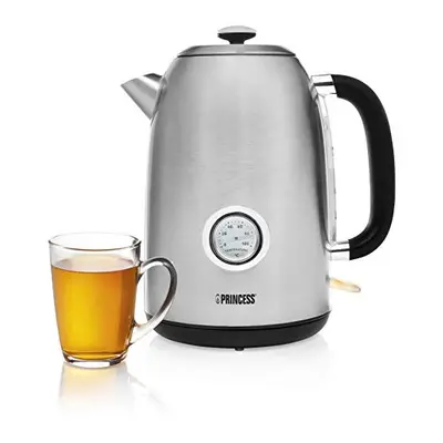 Princess Retro jug kettle Retro jug kettle, 1.7 L, W, Black,Stainless steel, Stainless steel, Wa