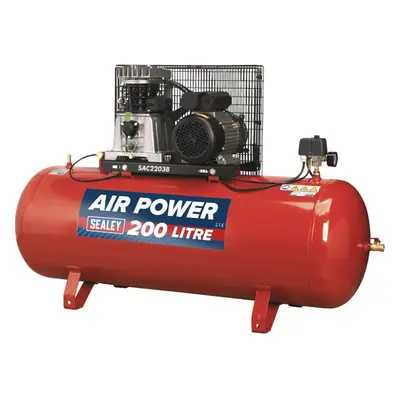 200 Litre Belt Drive Air Compressor - Cast Cylinders - 3hp Motor - Single Phase