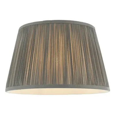 12" Elegant Round Tapered Drum Lamp Shade Charcoal Gathered Pleated Silk Cover