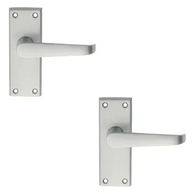 2x PAIR Straight Handle on Short Latch Backplate x 42mm Satin Chrome