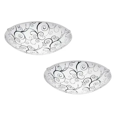 2 PACK Wall Flush Ceiling Light Colour White Shade White Black Clear Glass LED