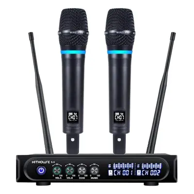 Kithouse S9 UHF Rechargeable Wireless Microphone System Karaoke Microphone Wireless Mic Cordless