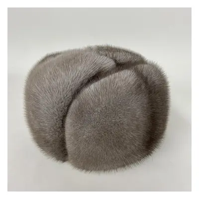 (grey, 57-59cm) Winter Man Top Real Mink Fur Bomber Hat Male Genuine Marten Head Warm Black Brow