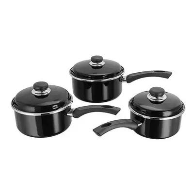 Judge Induction Piece Saucepan Set Non-Stick Black