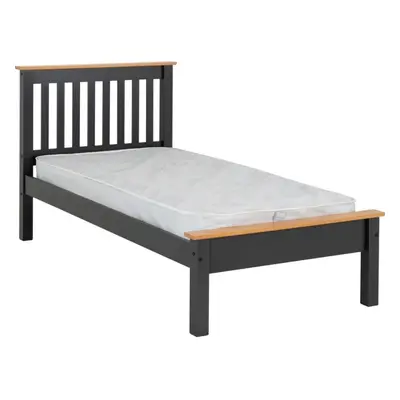 Monaco 3ft Single Bed Low Foot End in Grey and Oak Finish 90cm