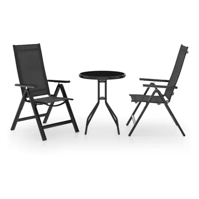 vidaXL Bistro Set Piece Black and Anthracite Outdoor Dining Seat Table&Chair