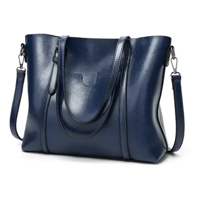 (dark blue) Genuine Leather Women's Tote Bag Elegant Shoulder And Crossbody Handbag