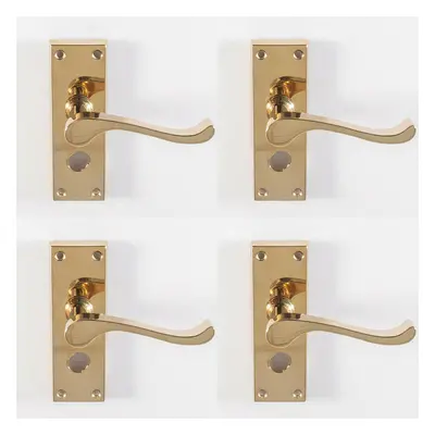 4x PAIR Victorian Scroll Handle on Bathroom Backplate x 41mm Polished Brass