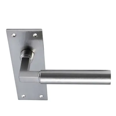 PAIR Round Bar Handle on Slim Latch Backplate x 50mm Satin Nickel