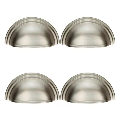 4x Victorian Cup Pull Handle Polished Nickel x 46mm 76mm Fixing Centres