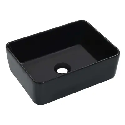 vidaXL Wash Basin 40x30x13cm Ceramic Black Bathroom Washroom Wash Bowl Sink