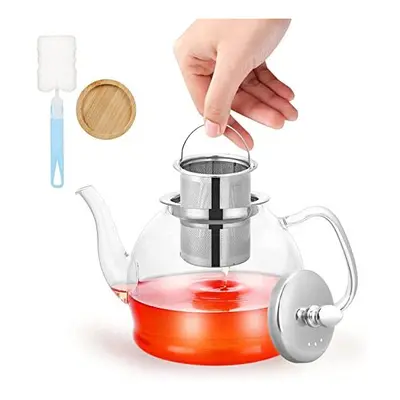 PluieSoleil Glass Teapot with Infuser, Tea Pot Strainer for Loose Tea Leaf, Large 1200ml Teapot 